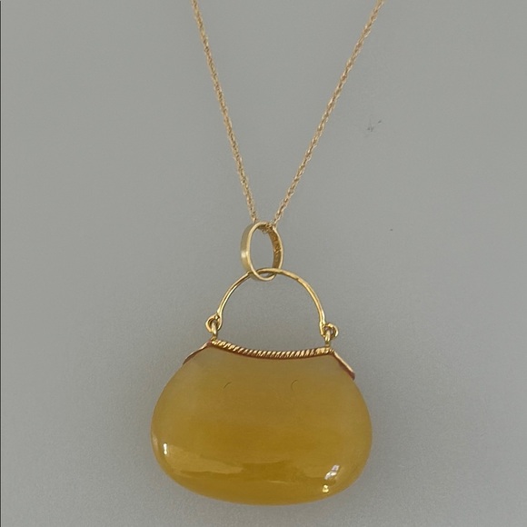14k real solid gold JADE necklace Jewelry - 14k real solid gold yellow jade real necklace